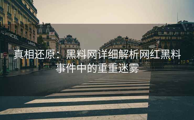 真相还原：黑料网详细解析网红黑料事件中的重重迷雾