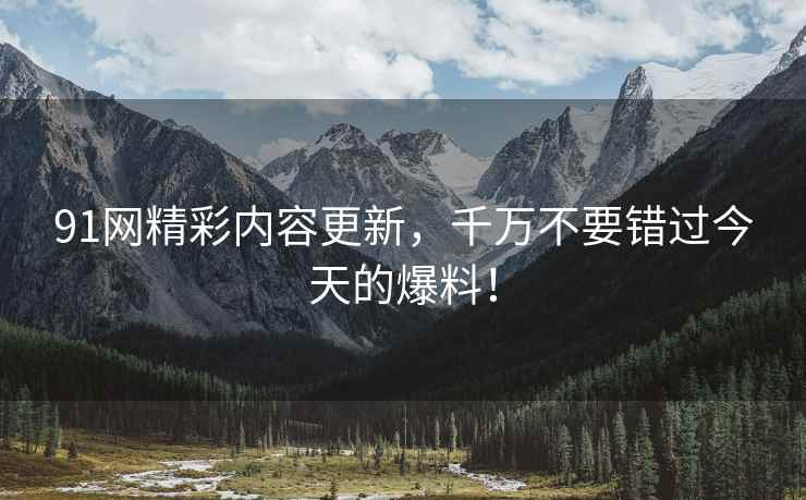 91网精彩内容更新，千万不要错过今天的爆料！