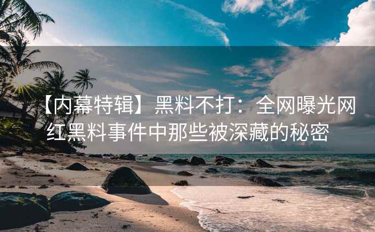 【内幕特辑】黑料不打：全网曝光网红黑料事件中那些被深藏的秘密