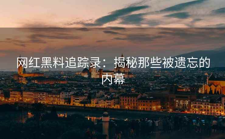 网红黑料追踪录：揭秘那些被遗忘的内幕