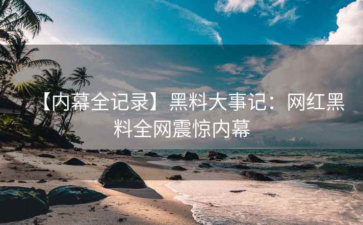 【内幕全记录】黑料大事记：网红黑料全网震惊内幕