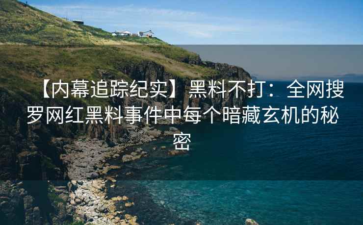【内幕追踪纪实】黑料不打：全网搜罗网红黑料事件中每个暗藏玄机的秘密